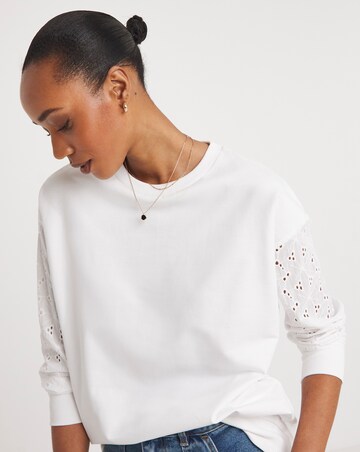 Broderie Long Sleeve Crew Neck Sweatshirt