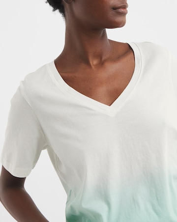 Pure Cotton V-Neck Short Sleeve Ombre T-Shirt