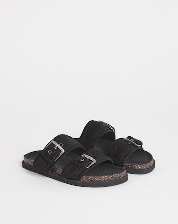 Chester Suede Two Strap Mule Sandals - Extra Wide Fit (EEE)