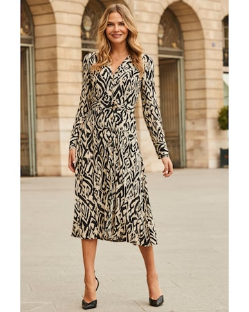 Sosandar Ikat Belted Midi Shirt Dress