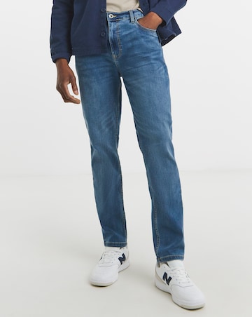 Tapered Fit Stretch Jeans Mid Wash
