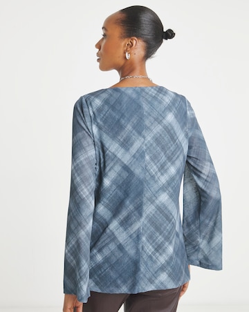 Check Print Slash Neck Top