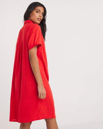 Linen Collared Short Sleeve Tunic Dress