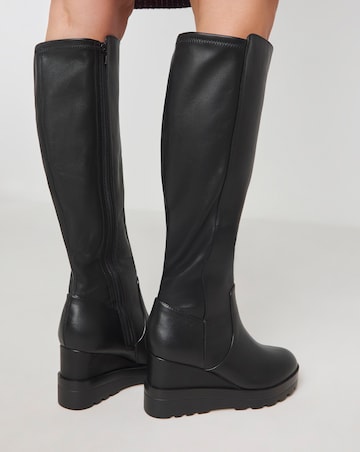 Leyner Stretch Wedge Knee High Boots - Extra Wide Fit (EEE) & Standard Calf