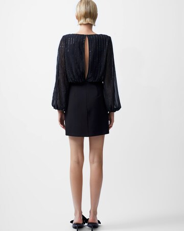 French Connection Effy Sequin Long Sleeve Slash Neck Dress