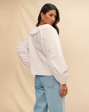 Nobody's Child White Broderie Frill Collar Button- Up Blouse