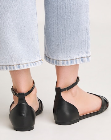 Lydia Cut Out Peep Toe Ballerina - Wide Fit (E)