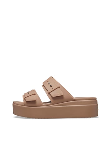 Crocs Latte Brooklyn Low Wedge Slider Sandals