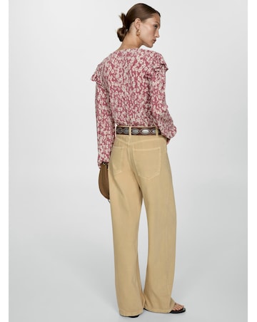 Mango Floral Shoulder Ruffle Top