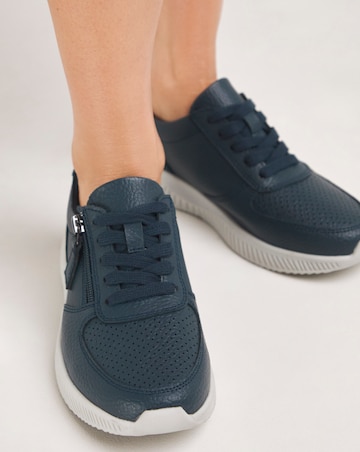 Heavenly Soles Seraphina Leather Lace Side Zip Trainers - Extra Wide Fit (EEE)