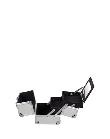 LaRoc Small Aluminium Makeup Case with Mirror - Silver