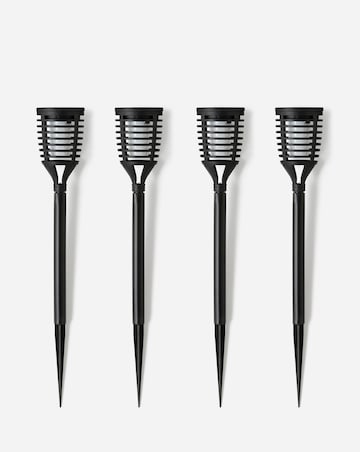 Black Flame Effect Solar Stake Lights Set of 4