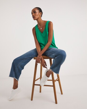 Green V Neck Woven Vest