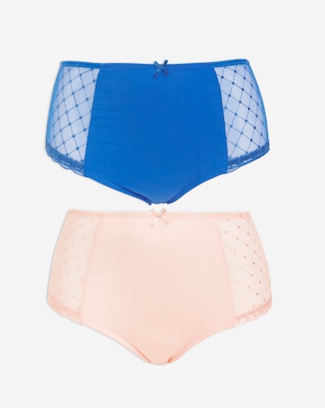 Pretty Secrets (2 Pack) Rachel Embroidery Deep Briefs Blue/Cream