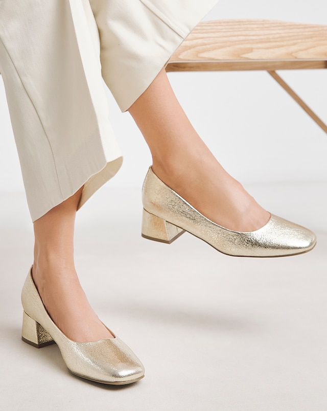 Heavenly Soles Catherine Low Block Heel Court Shoes - Extra Wide Fit (EEE)