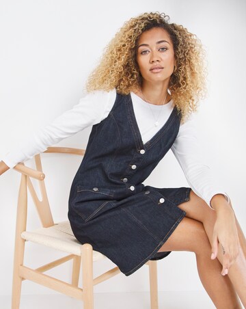 Dark Blue Smart Pinafore Dress