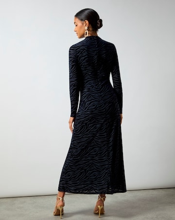 Ro&Zo Zara Navy Zebra Burnout Keyhole Front Dress