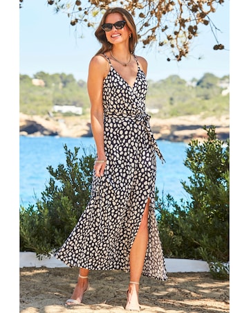 Sosandar Spot Print Split Detail Jersey Maxi Dress