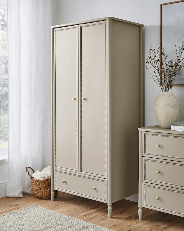 Darcy Bobbin Trim Double Wardrobe With Drawer