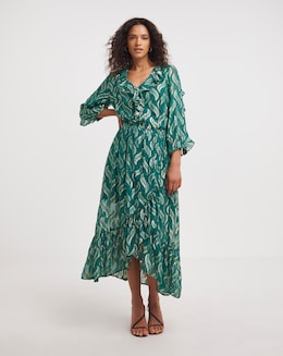 Joanna Hope Foil Print Ruffle Dress