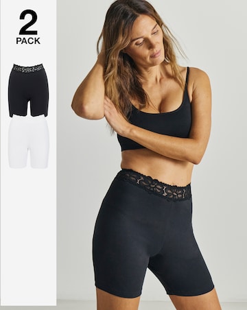 Pretty Secrets (2 Pack) Cotton Lace Trim Comfort Shorts