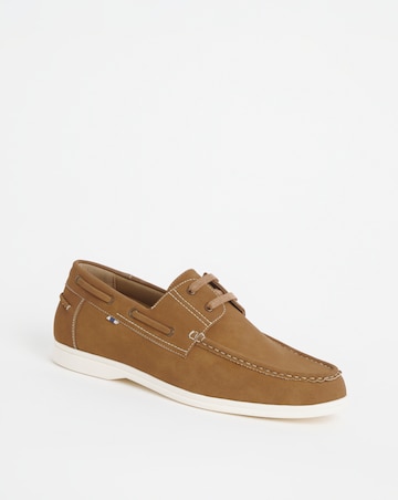 Leather Look Boat Shoe Wide Fit