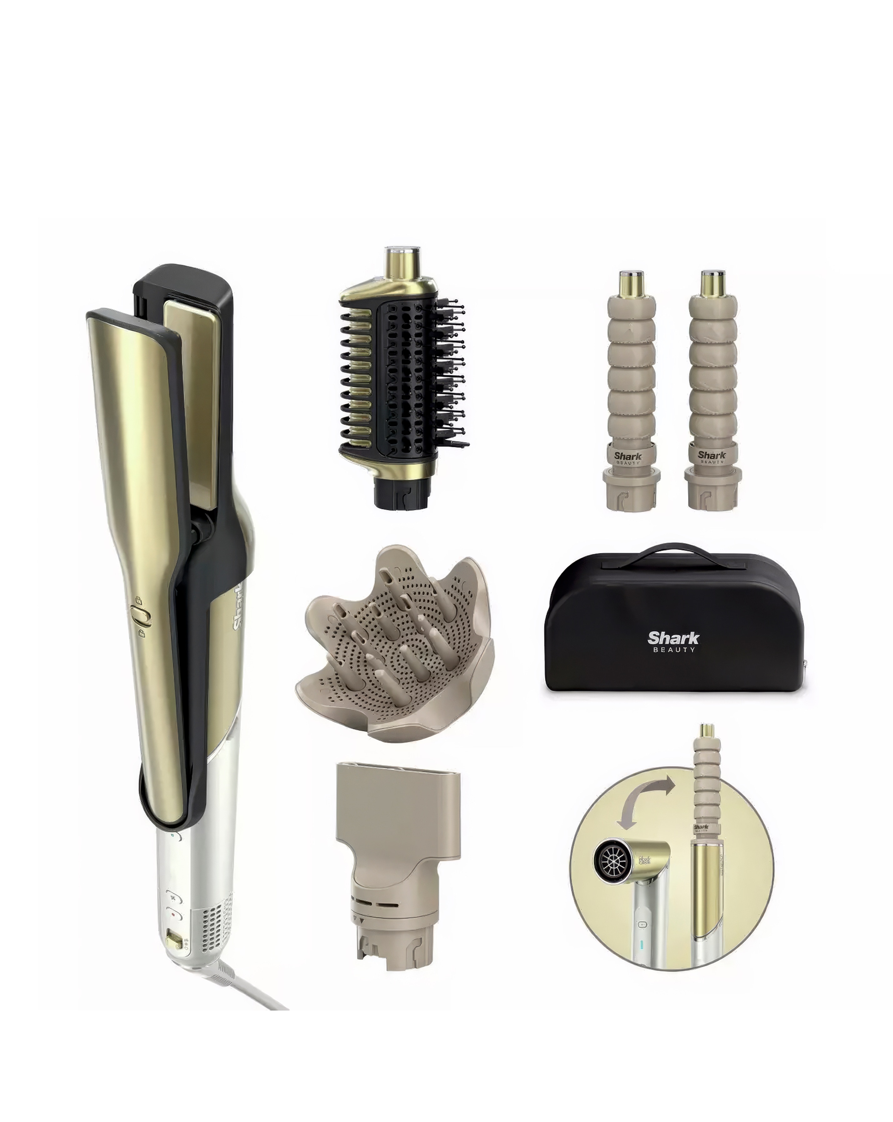 Shark Glam Straight, Waves & Curls Multi-Styler 5-In-1 - Gold - HD6052SUK