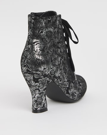 Joe Browns Velvet Printed Lace Up Bootie Extra Wide Fit