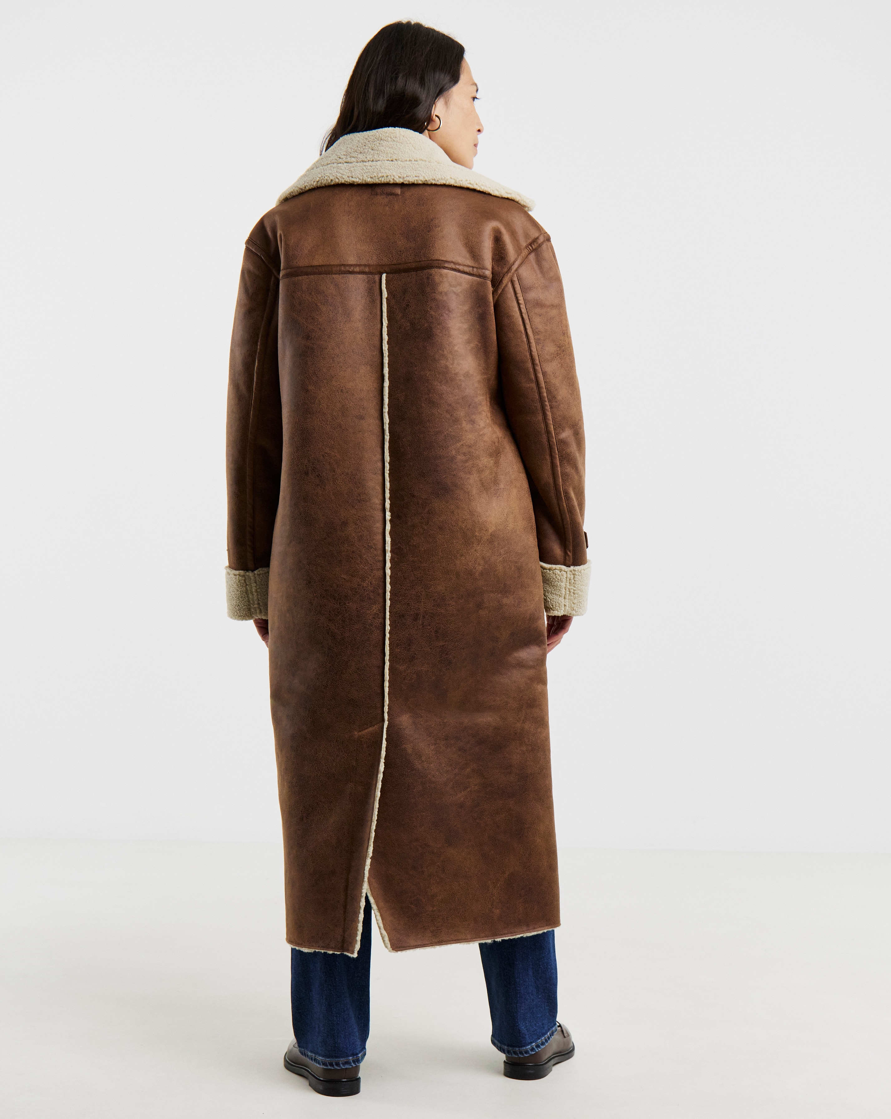 Tan Maxi Shearling Coat | JD Williams