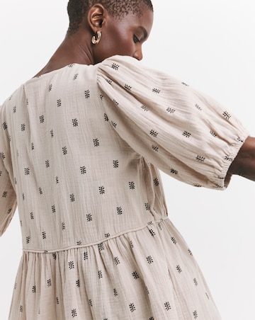 Printed Pure Cotton Textured Tie Front Top