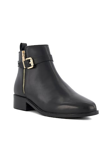Dune Pepi Leather Buckle Ankle Boots Standard Fit