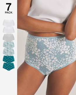 Pretty Secrets (7 Pack) Cotton Full Fit Knickers Daisy Print