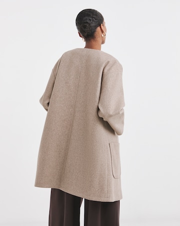 Mushroom Wool Like Collarless Coat