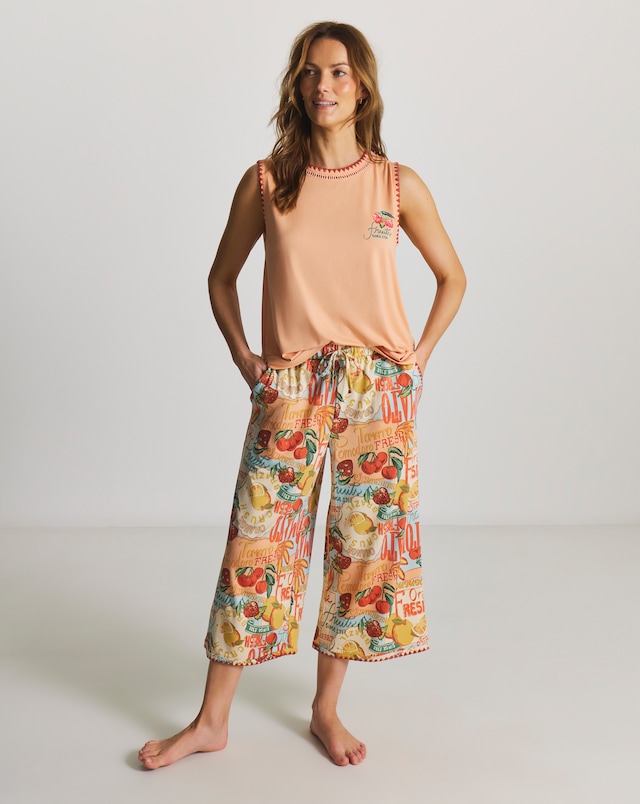 Figleaves Culotte Pyjama Set Fruit Print