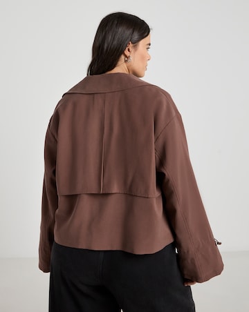 Simply Be Brown Drape Cropped Trench