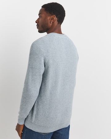 Blue Twisted Knit Crew Neck Jumper