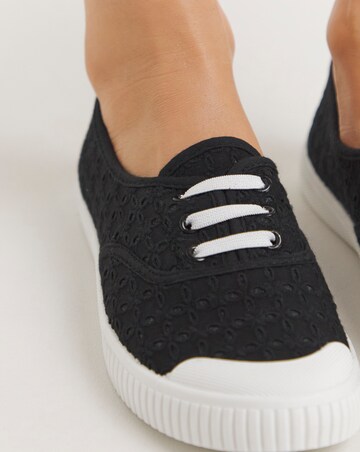 Burney Broderie Lace Up Plimsole Trainers Standard D Fit