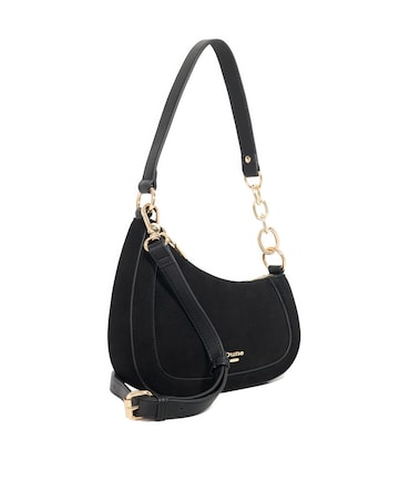 Dune Direction Real Suede Asymmetric Chain Detail Shoulder Bag