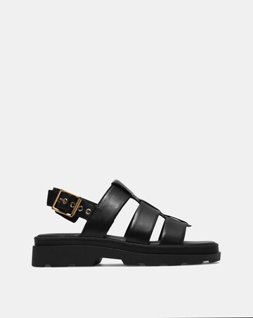 Clarks Black Orinoco3 Strap Leather Sandals - Wide Fit (E)