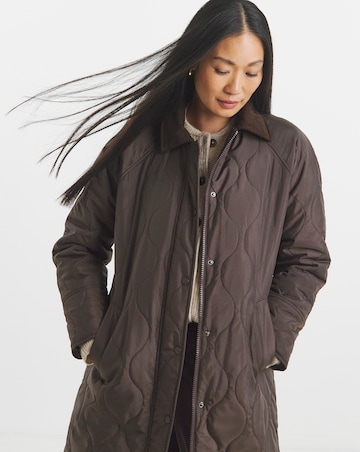 Chocolate Cord Collar Quilted Barn Coat