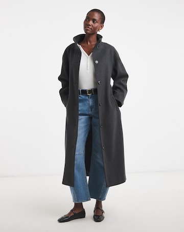 Charcoal Funnel Neck Longline Coat