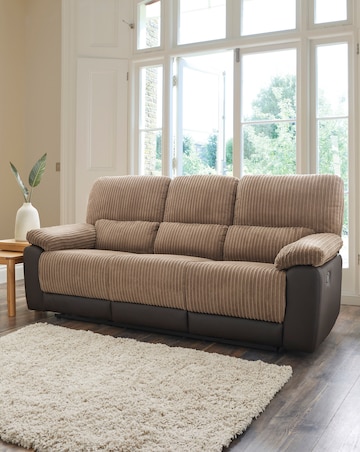 Harlow Fabric/Faux Leather Recliner 3 Seater Sofa