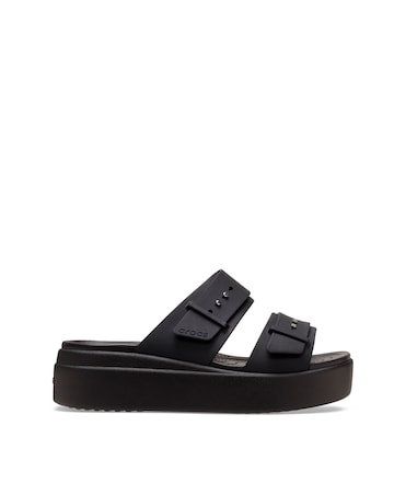Crocs Black Brooklyn Low Wedge Slider Sandals
