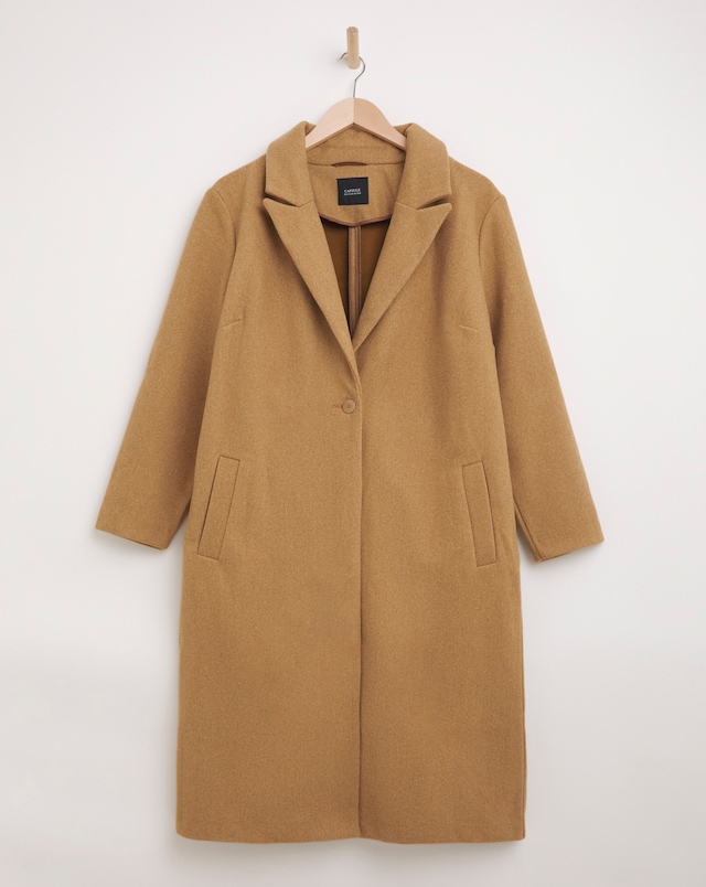 Camel Relaxed Single Breasted Coat