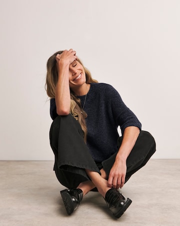 Anthology Navy Knitted Short Sleeve Jumper