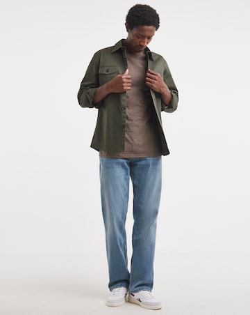 Crew Neck T-Shirt Long Length- Brown Marl