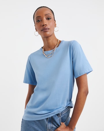 Pure Cotton Blue Crew Neck T-Shirt