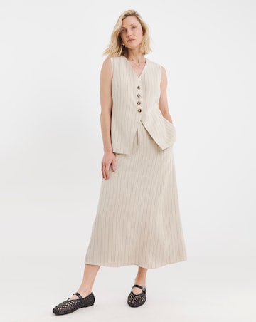 Stripe Linen Mix Midaxi Skirt