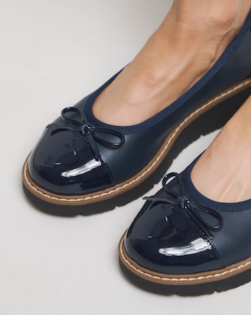 Heavenly Soles Josie Low Wedge Ballerina Shoe - Extra Wide Fit (EEE)