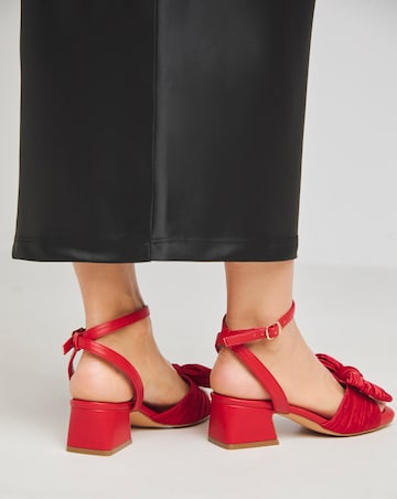 Isla Plisse Bow Low Heel Occasion Sandals Wide E Fit